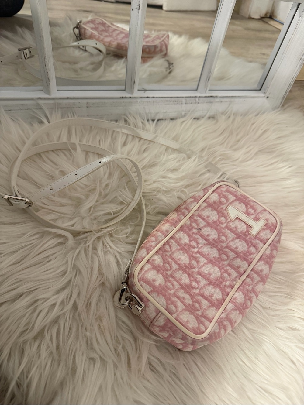 Authentic Vintage DIOR  diorissimo trotter crossbody Bag authentic pink white